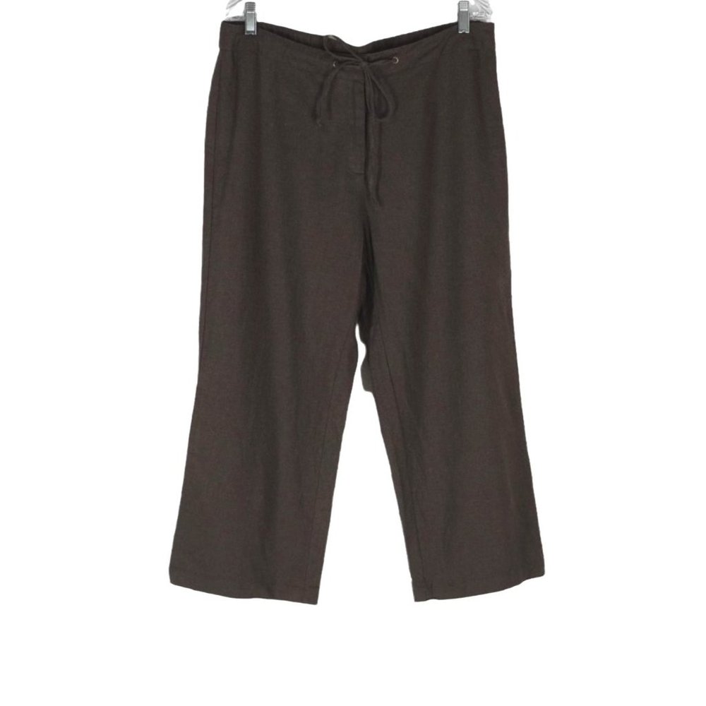 Brown Linen Blend Cropped Capri Pants Womens Size 14 by Requirements